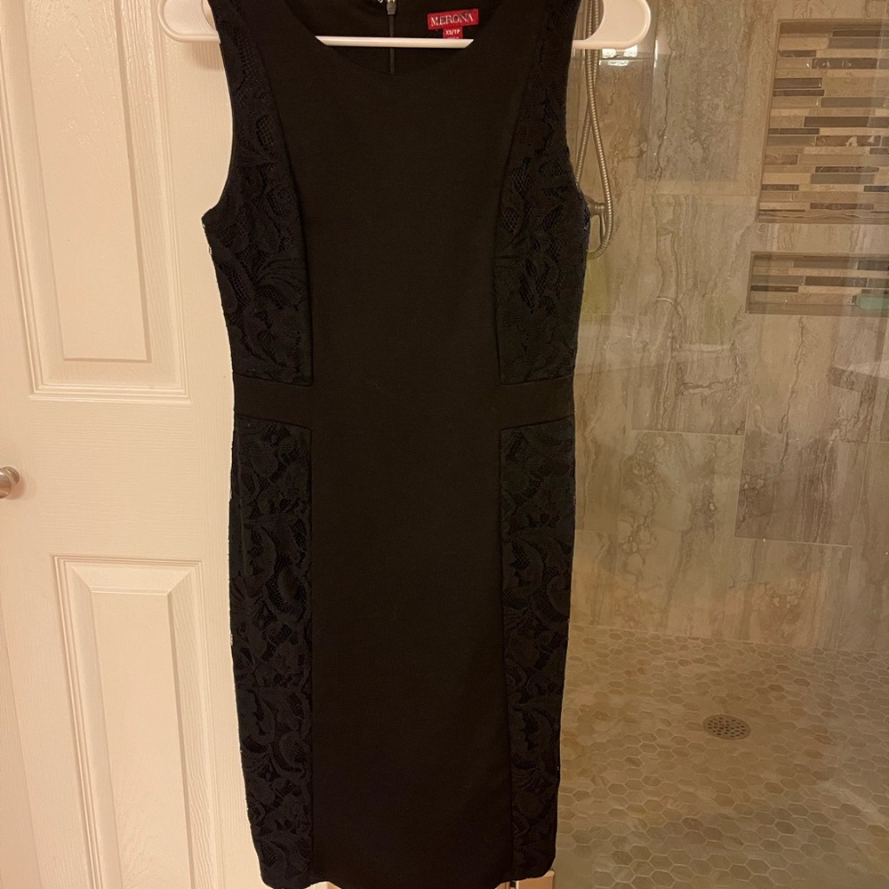 Merona Black Lace Panel Midi Dress